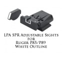 LPA SPR Adjustable Sight Set for Ruger P85/P89 White Outline SPR85RU-18