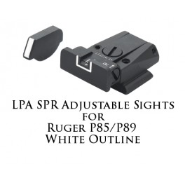 LPA SPR Adjustable Sight Set for Ruger P85/P89 White Outline SPR85RU-18